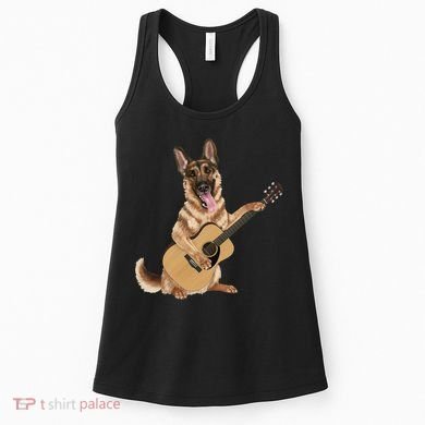 German Shepherd playing the acoustic guitar Women's Tank Top