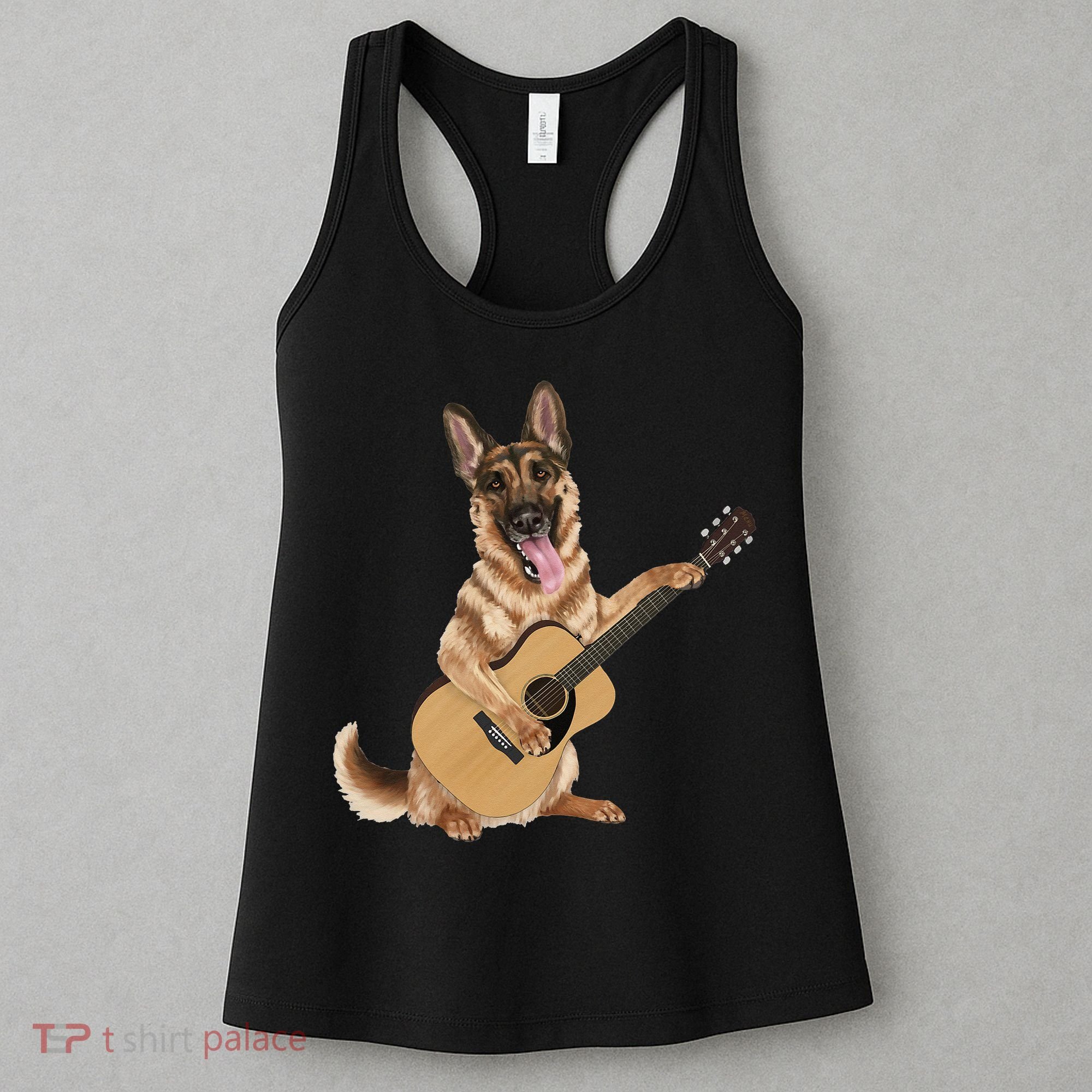 German Shepherd playing the acoustic guitar Women's Tank Top
