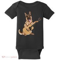 German Shepherd playing the acoustic guitar Baby Bodysuit thumb 0