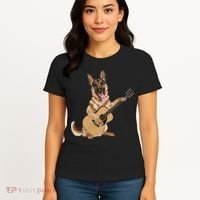 German Shepherd playing the acoustic guitar Women's T-Shirt thumb 4