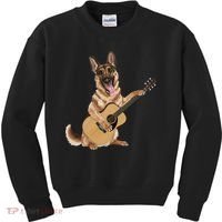 German Shepherd playing the acoustic guitar Kids Sweatshirt thumb 0