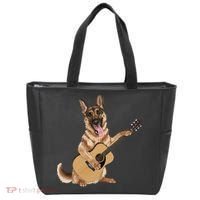 German Shepherd playing the acoustic guitar Tote Bag thumb 0