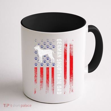 German Shorthair Pointer Dog Dad American Flag Patriotic Coffee Mug back