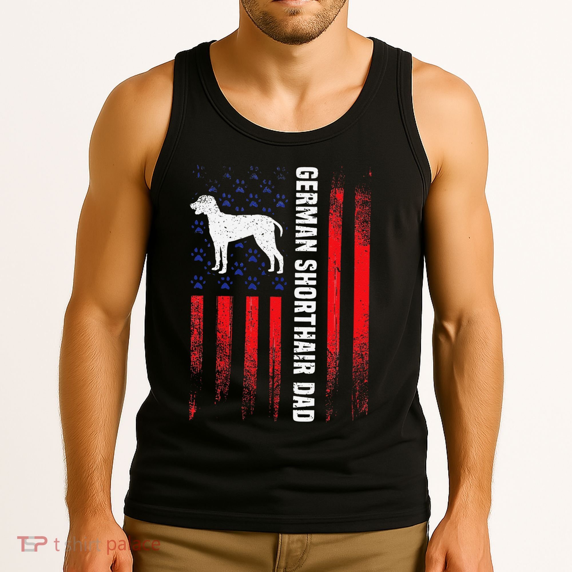 German Shorthair Pointer Dog Dad American Flag Patriotic Tank Top