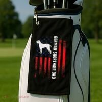 German Shorthair Pointer Dog Dad American Flag Patriotic Golf Towel thumb 2