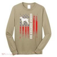 German Shorthair Pointer Dog Dad American Flag Patriotic Long Sleeve Shirt thumb 0