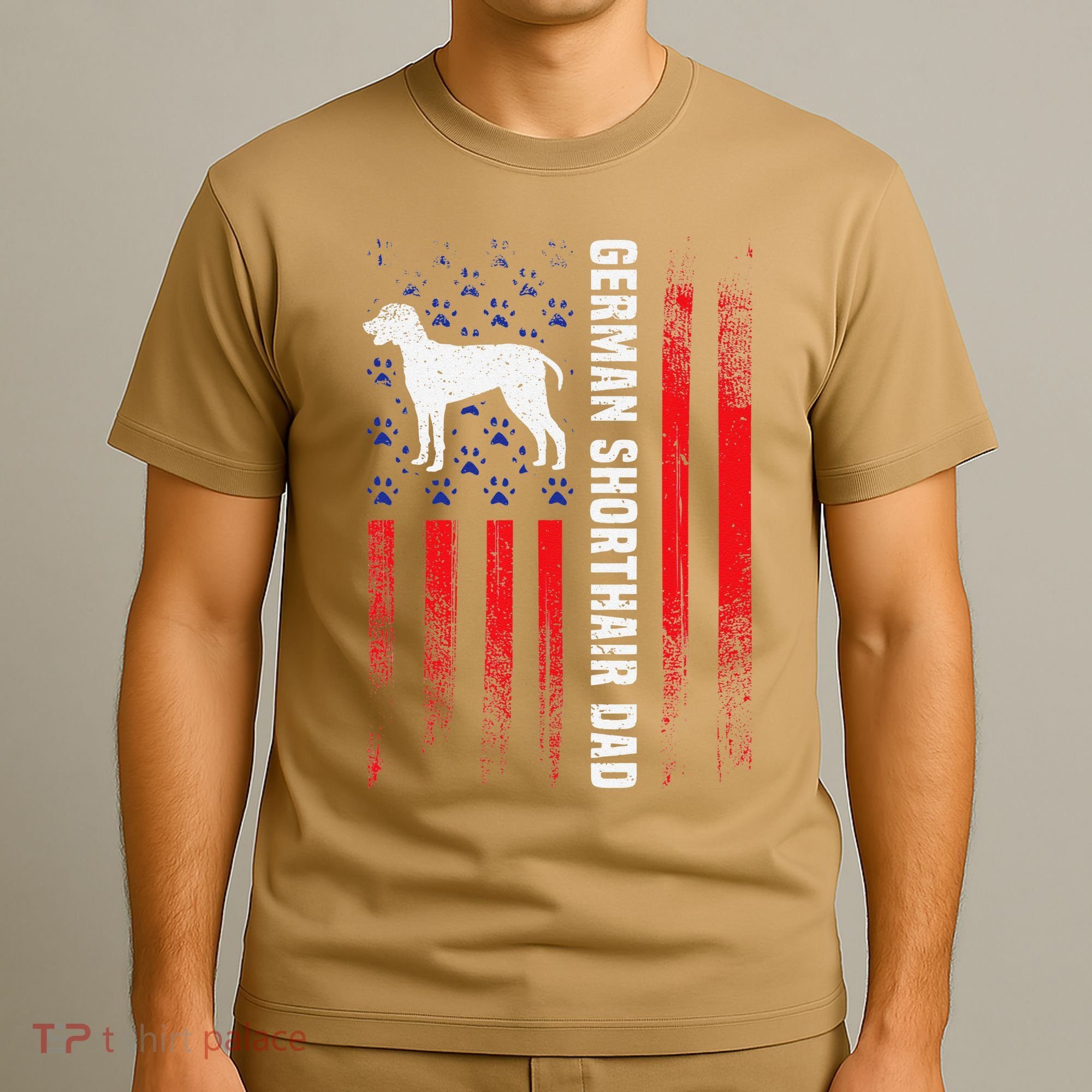 German Shorthair Pointer Dog Dad American Flag Patriotic T-Shirt