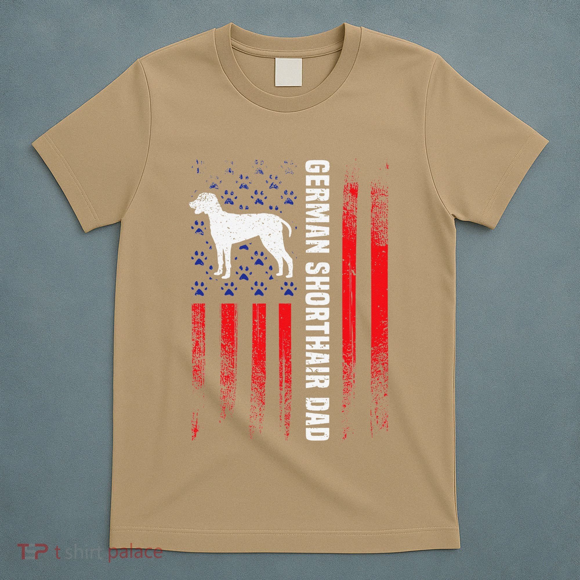German Shorthair Pointer Dog Dad American Flag Patriotic T-Shirt