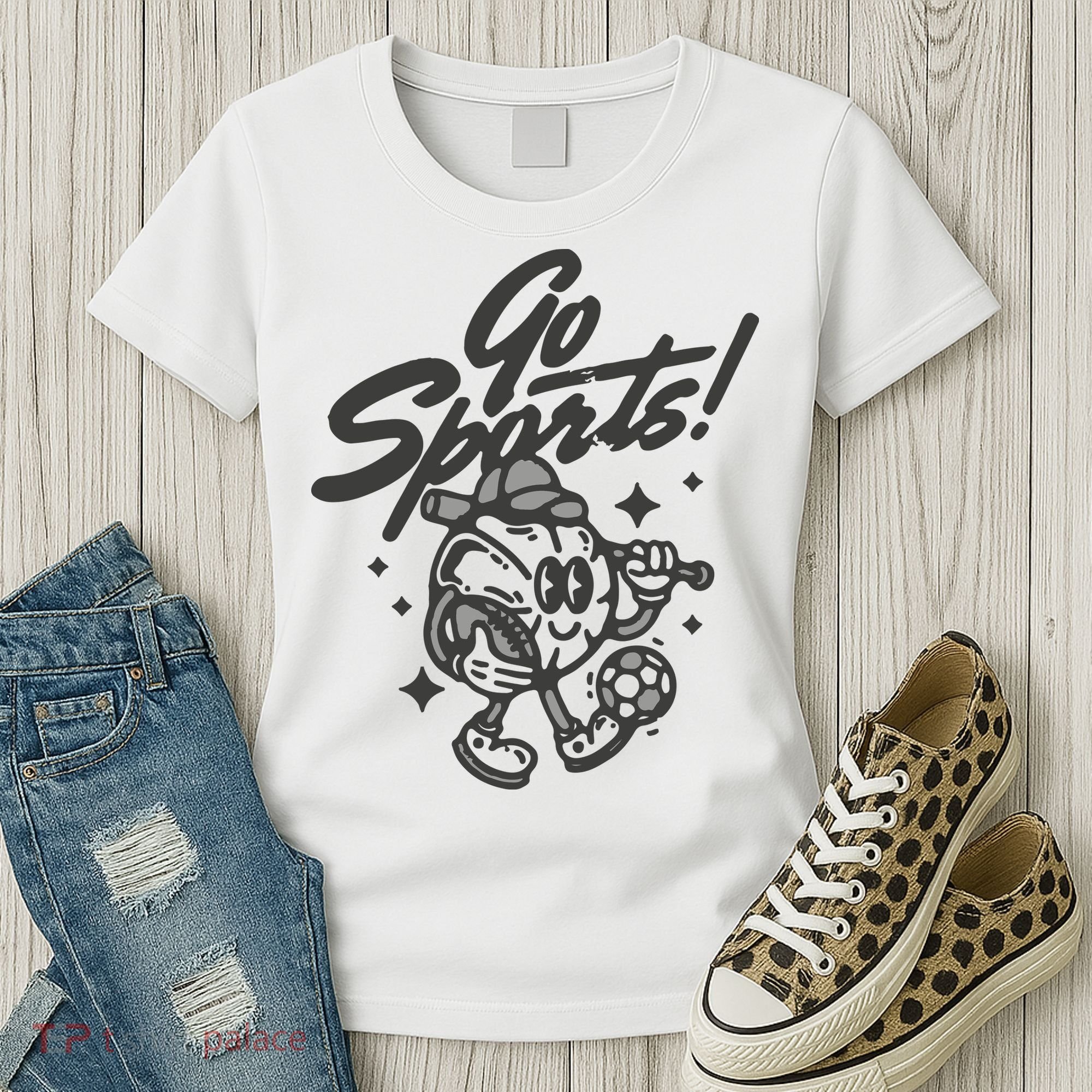 Go Sports Retro Football Game Day Women's T-Shirt