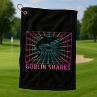 Goblin Sharks Retro Gift Golf Towel thumb 1