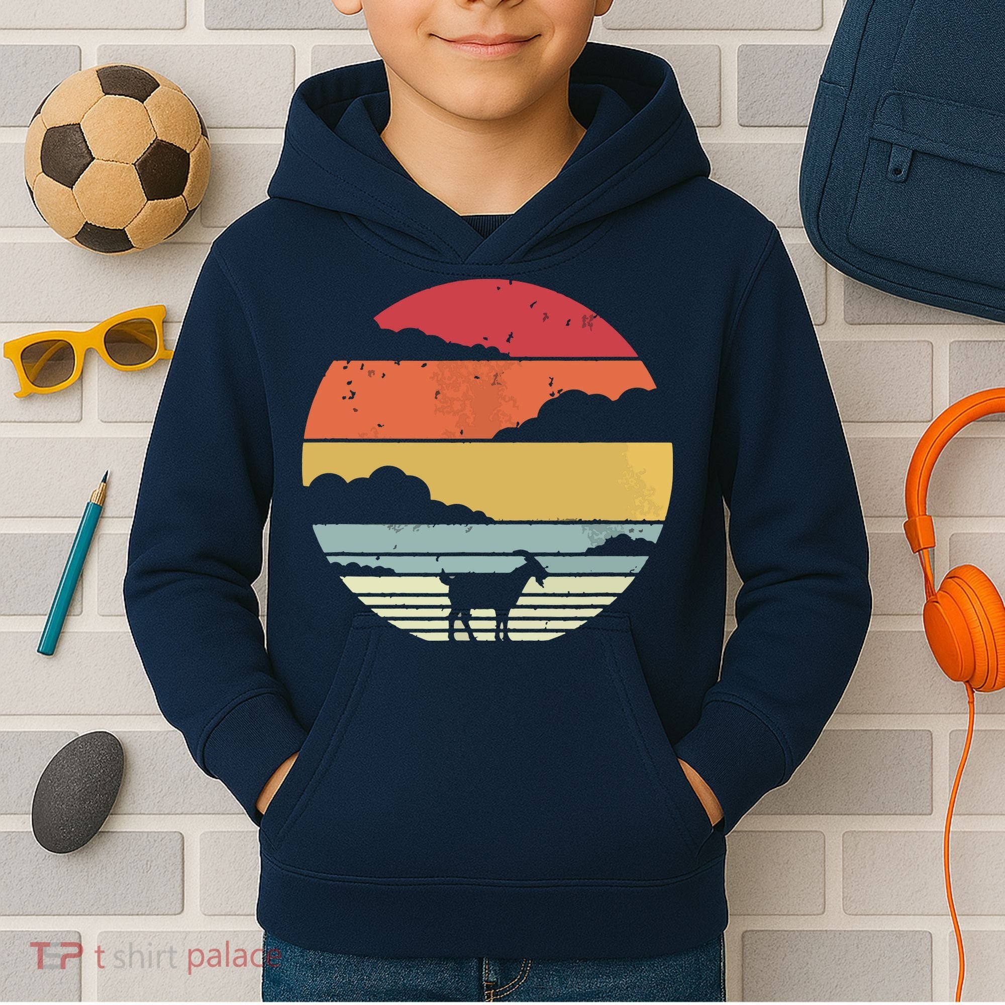Goat Shirts Retro Style Goat Kids Hoodie
