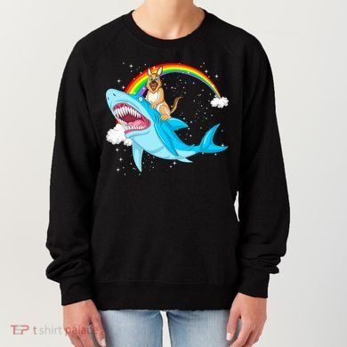 German Shepherd Riding Shark Women's Sweatshirt