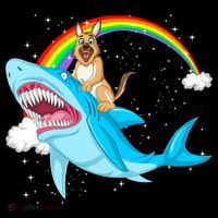 German Shepherd Riding Shark Doggie Tank thumb 4