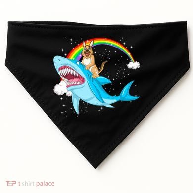 German Shepherd Riding Shark USA-Made Doggie Bandana