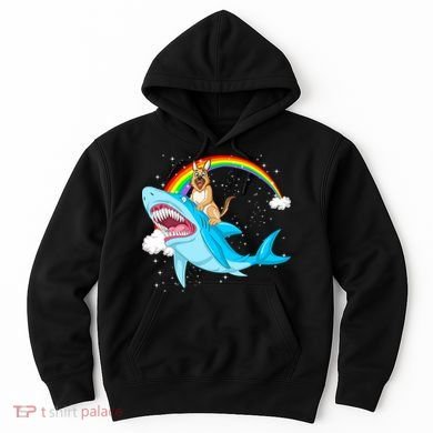 German Shepherd Riding Shark Hoodie