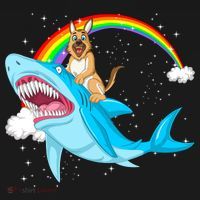 German Shepherd Riding Shark Long Sleeve Shirt thumb 2