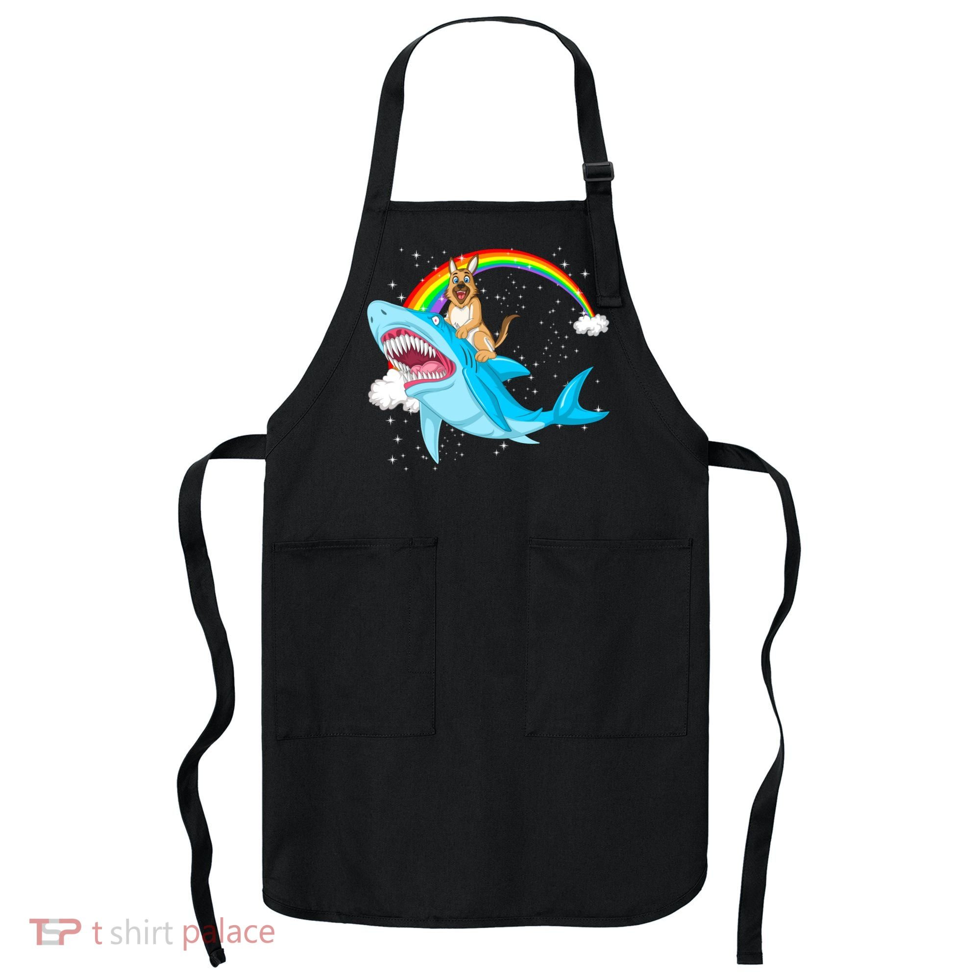 German Shepherd Riding Shark Apron