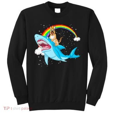German Shepherd Riding Shark Sweatshirt