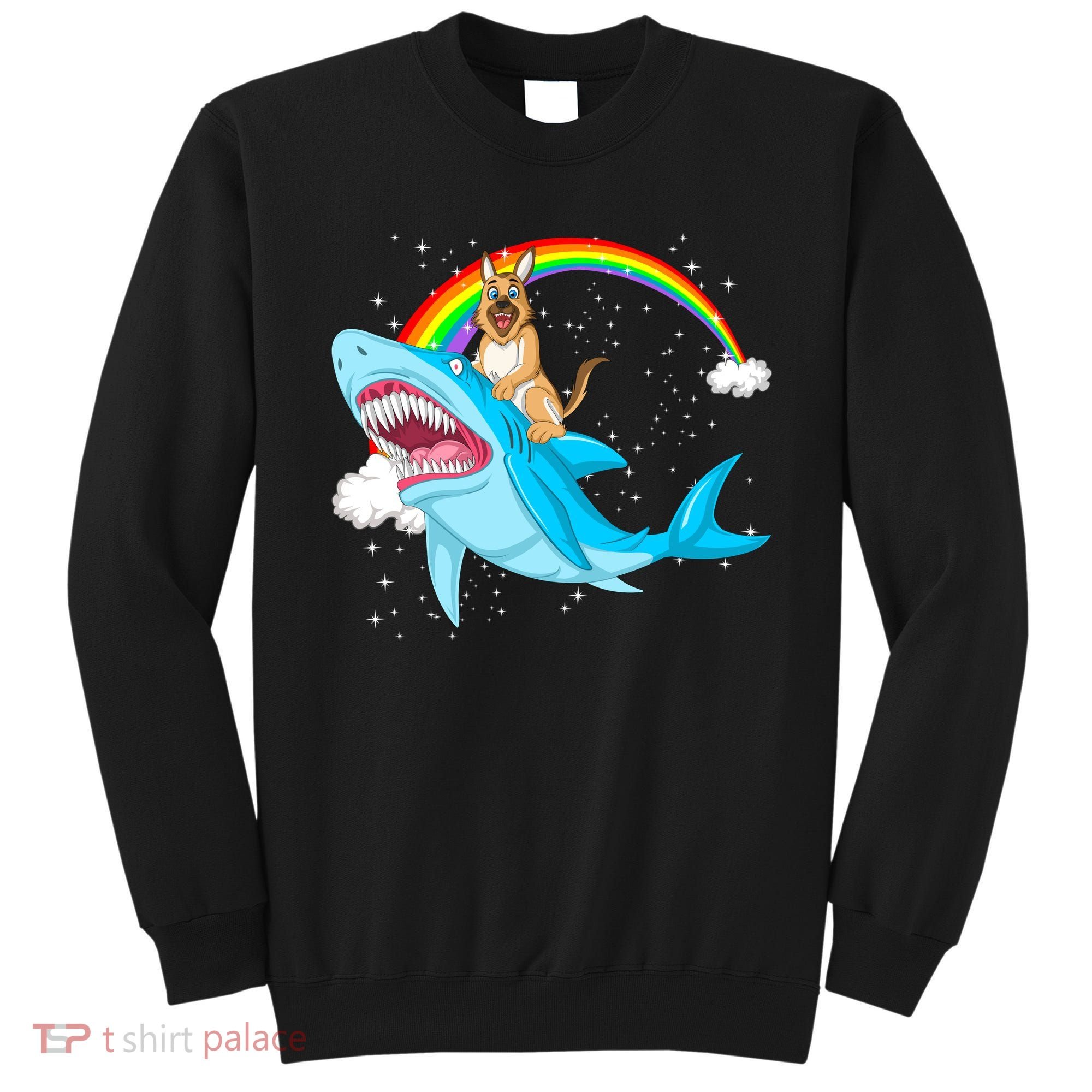 German Shepherd Riding Shark Sweatshirt