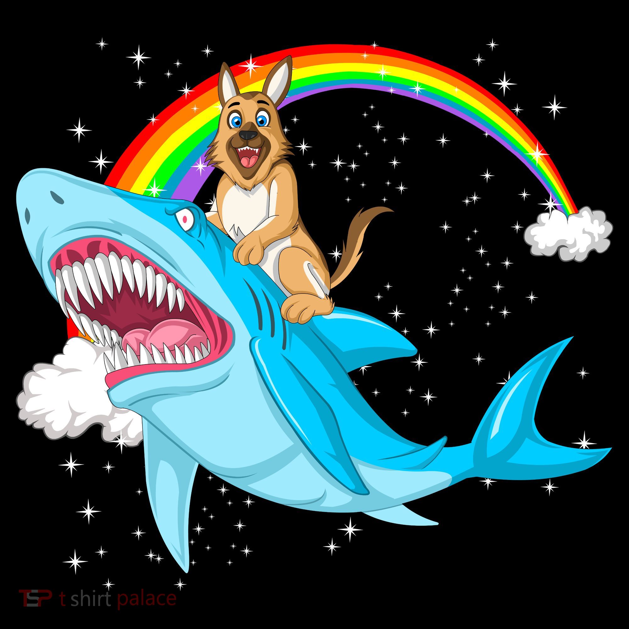 German Shepherd Riding Shark Sweatshirt