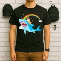 German Shepherd Riding Shark T-Shirt thumb 6
