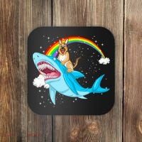 German Shepherd Riding Shark Coaster thumb 0