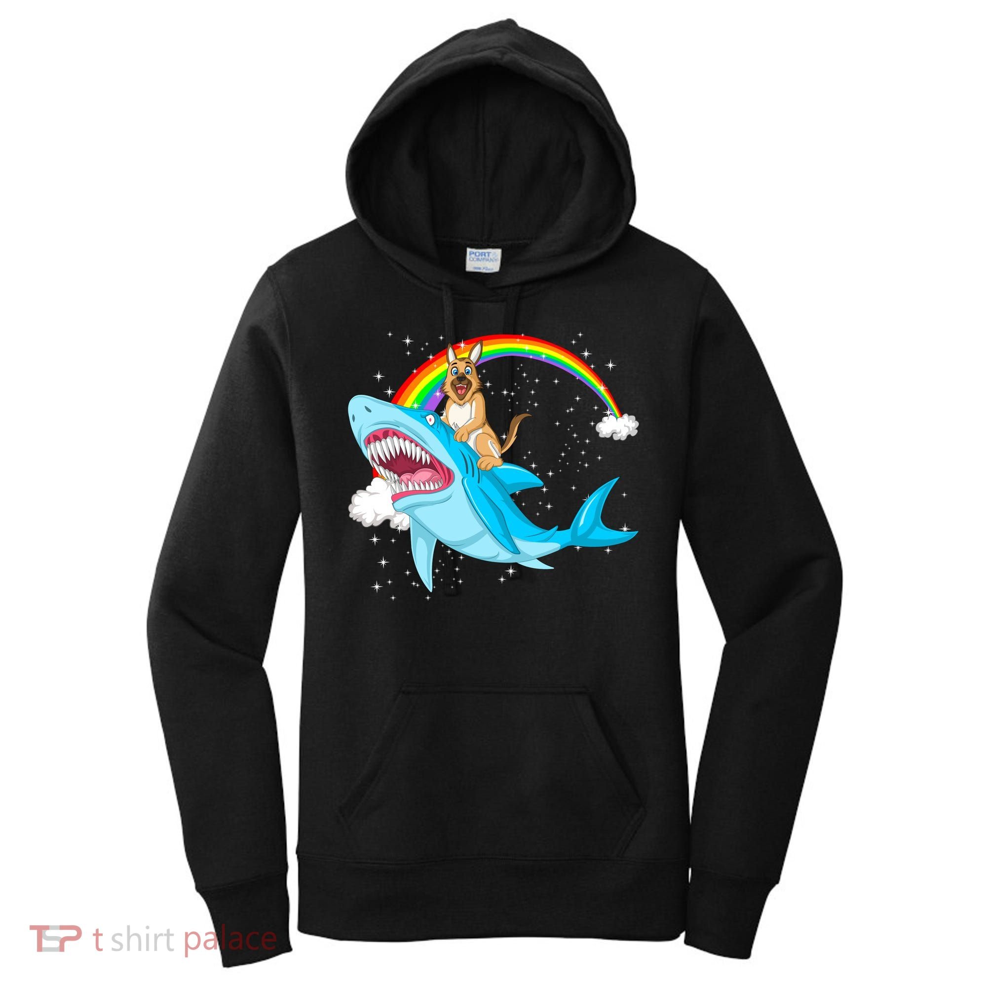 German Shepherd Riding Shark Women's Hoodie