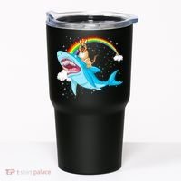 German Shepherd Riding Shark Tumbler thumb 0