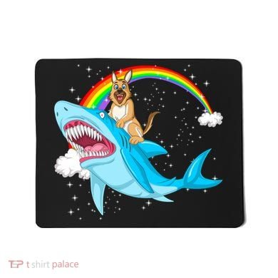 German Shepherd Riding Shark Mousepad