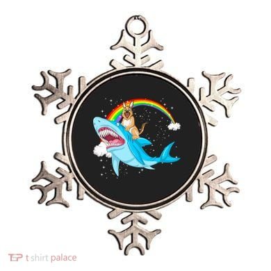 German Shepherd Riding Shark Ornament