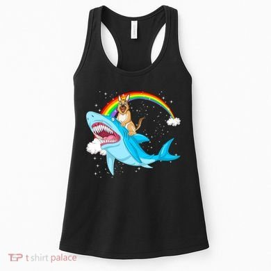 German Shepherd Riding Shark Women's Tank Top