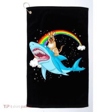 German Shepherd Riding Shark Golf Towel
