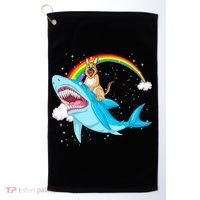 German Shepherd Riding Shark Golf Towel thumb 0
