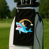 German Shepherd Riding Shark Golf Towel thumb 2