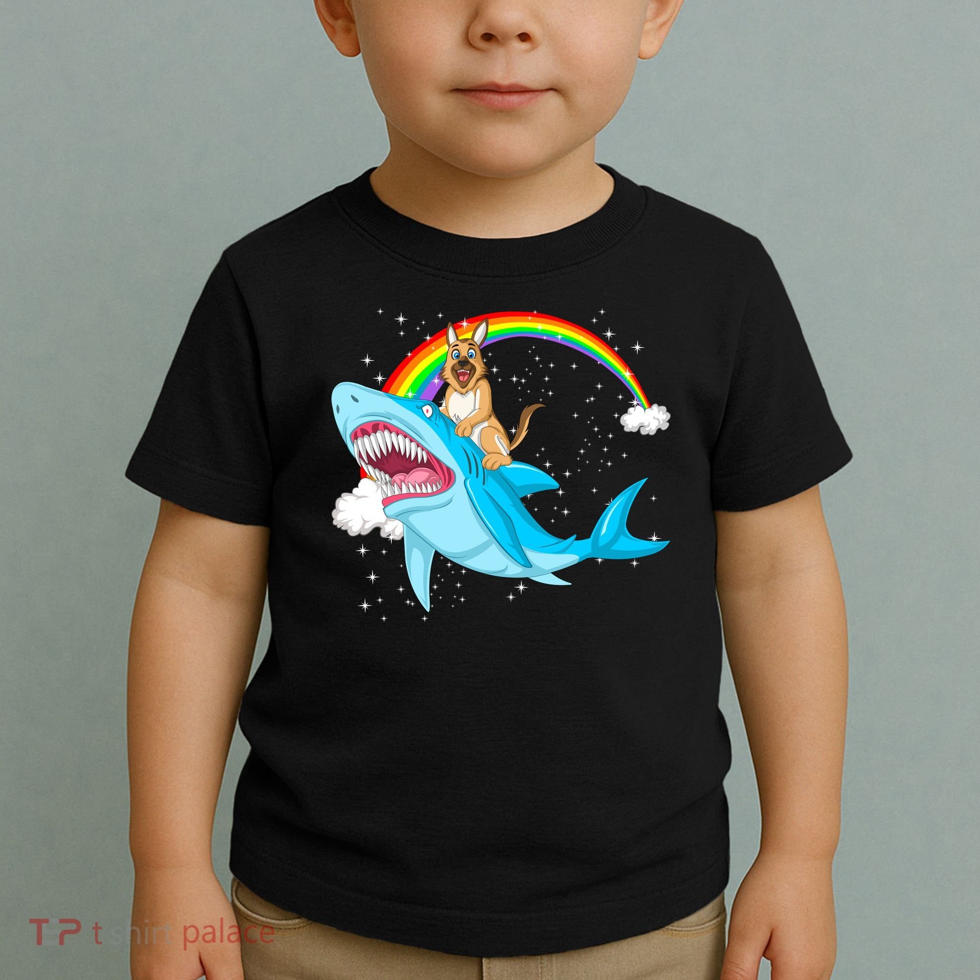 German Shepherd Riding Shark Toddler T-Shirt