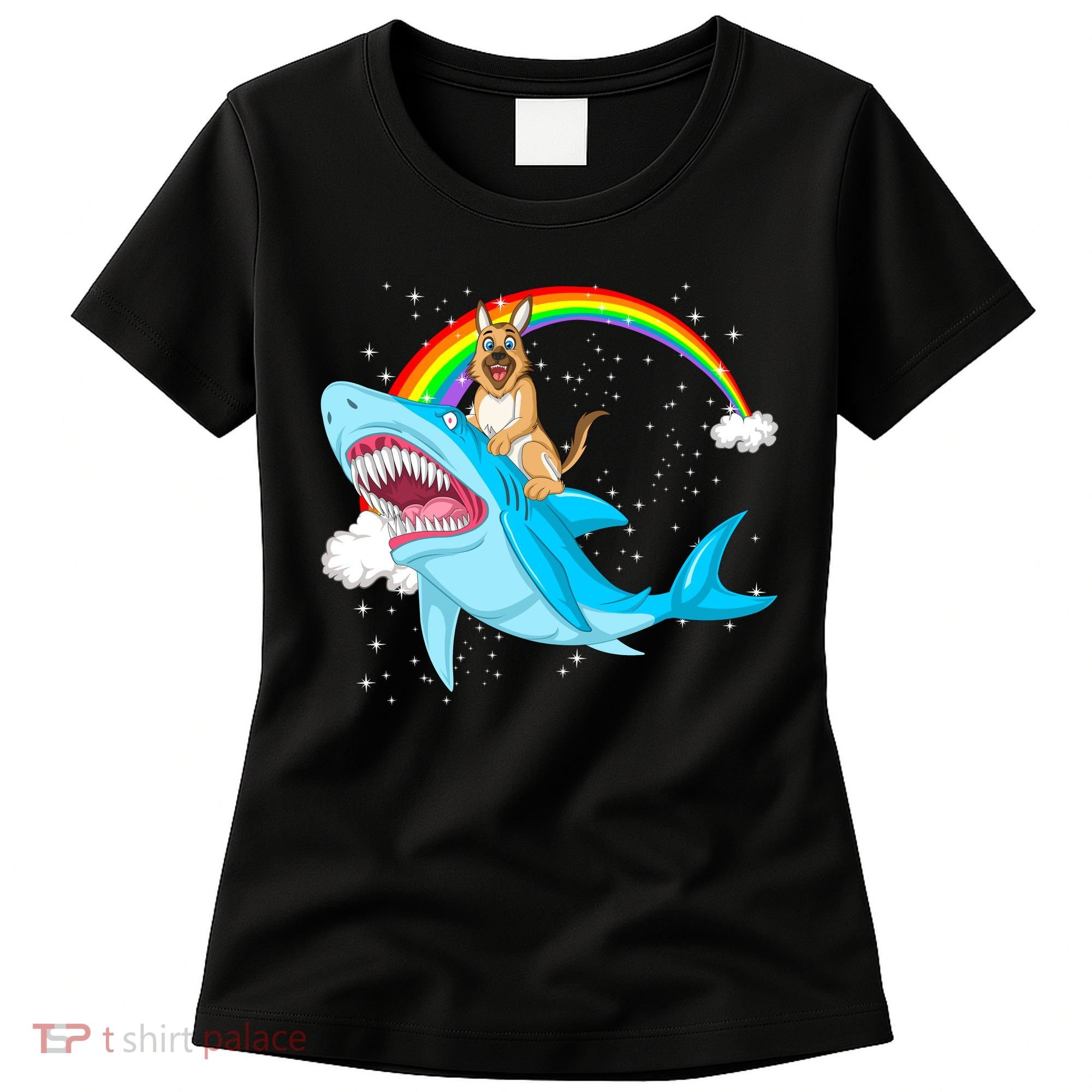 German Shepherd Riding Shark Women's T-Shirt