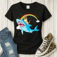 German Shepherd Riding Shark Women's T-Shirt thumb 3