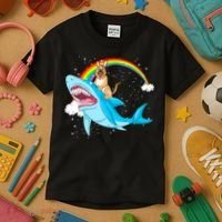 German Shepherd Riding Shark Kids T-Shirt thumb 3