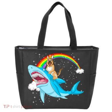 German Shepherd Riding Shark Tote Bag