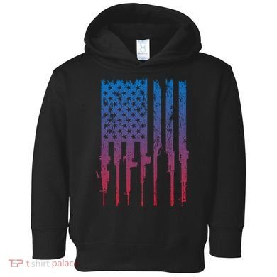 Vintage Rifle American Flag Retro Toddler Hoodie