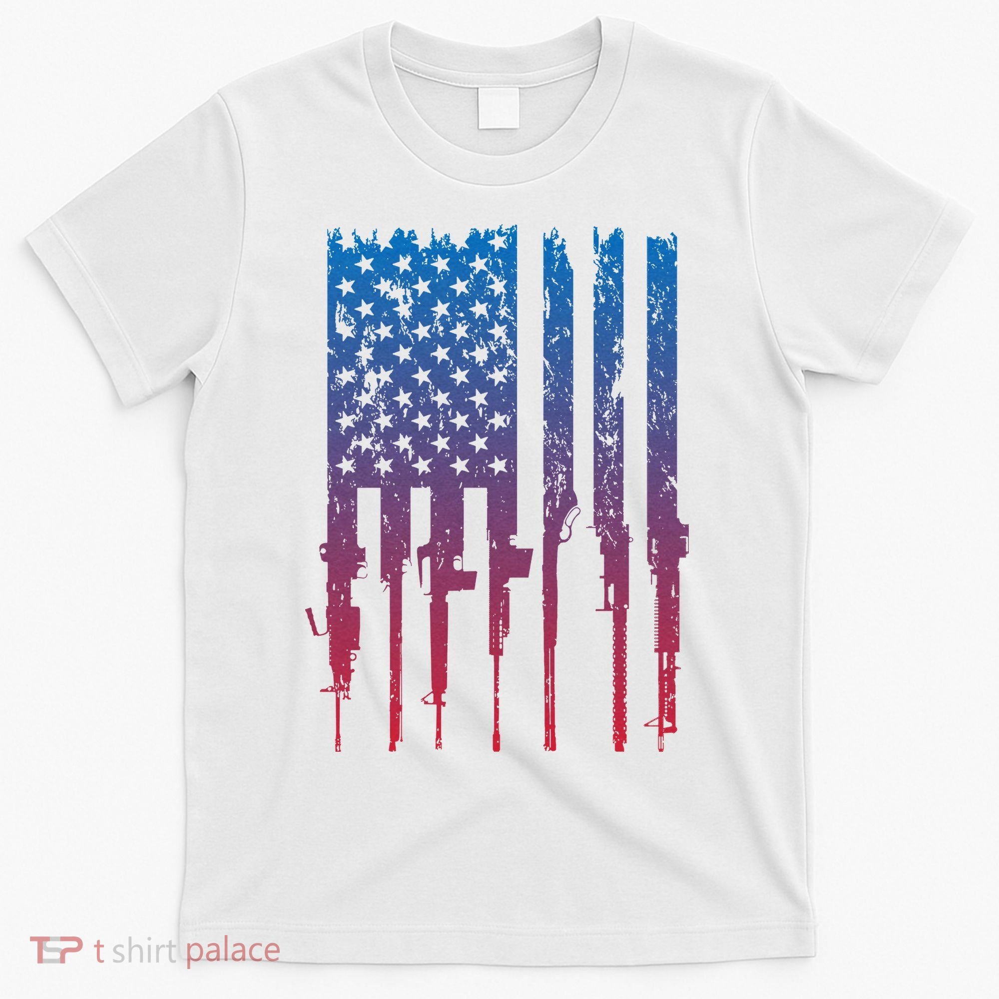 Vintage Rifle American Flag Retro T-Shirt