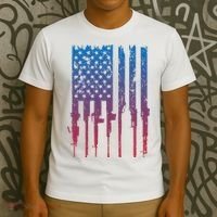 Vintage Rifle American Flag Retro T-Shirt thumb 3