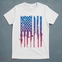 Vintage Rifle American Flag Retro T-Shirt thumb 5