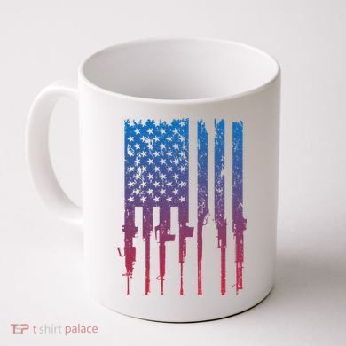 Vintage Rifle American Flag Retro Coffee Mug