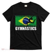 Gymnastics Sport Retro Brazil Flag Brazilian Gymnast T-Shirt thumb 0