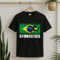 Gymnastics Sport Retro Brazil Flag Brazilian Gymnast T-Shirt thumb 2
