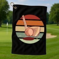 Golf Sunset Retro Golf Towel thumb 1