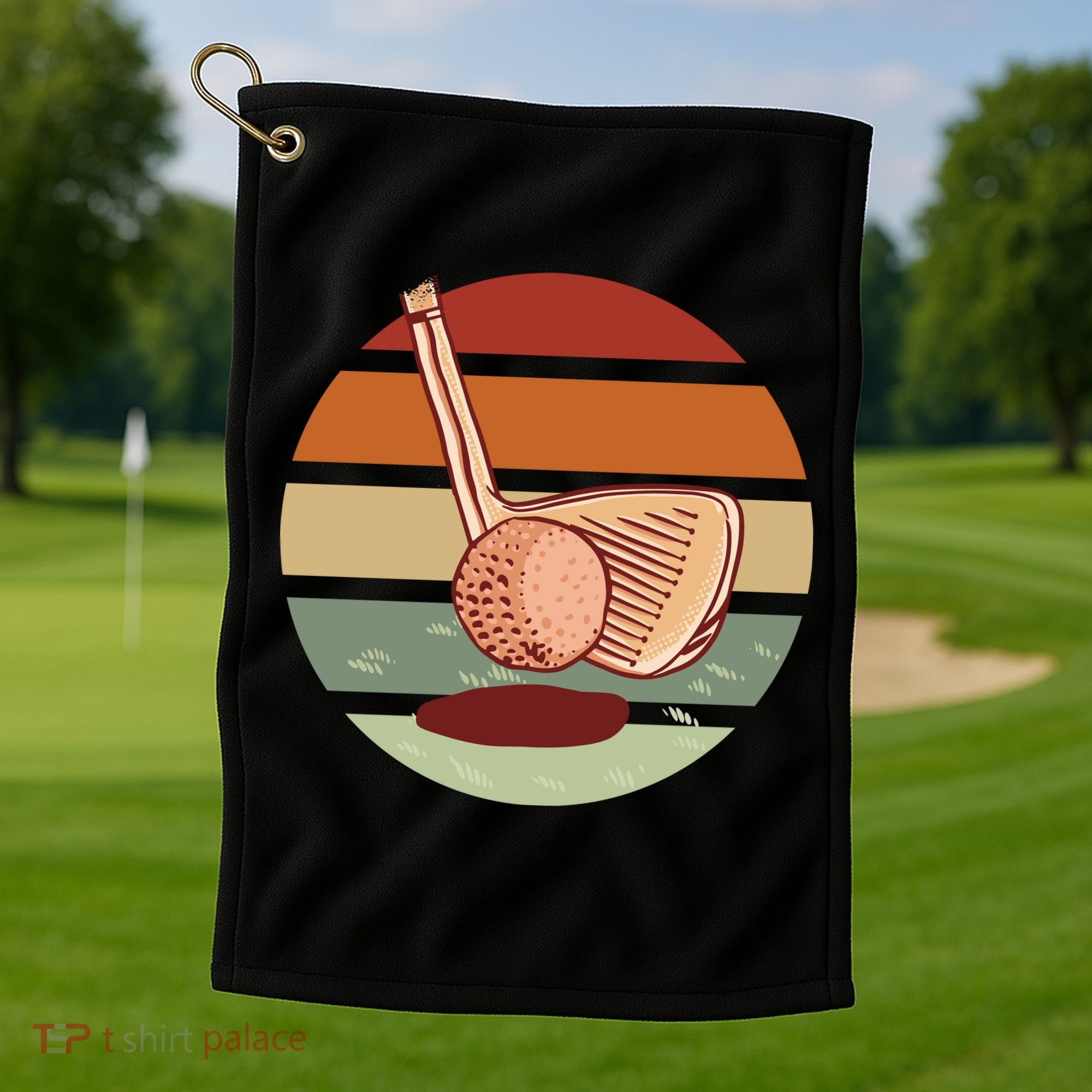 Golf Sunset Retro Golf Towel