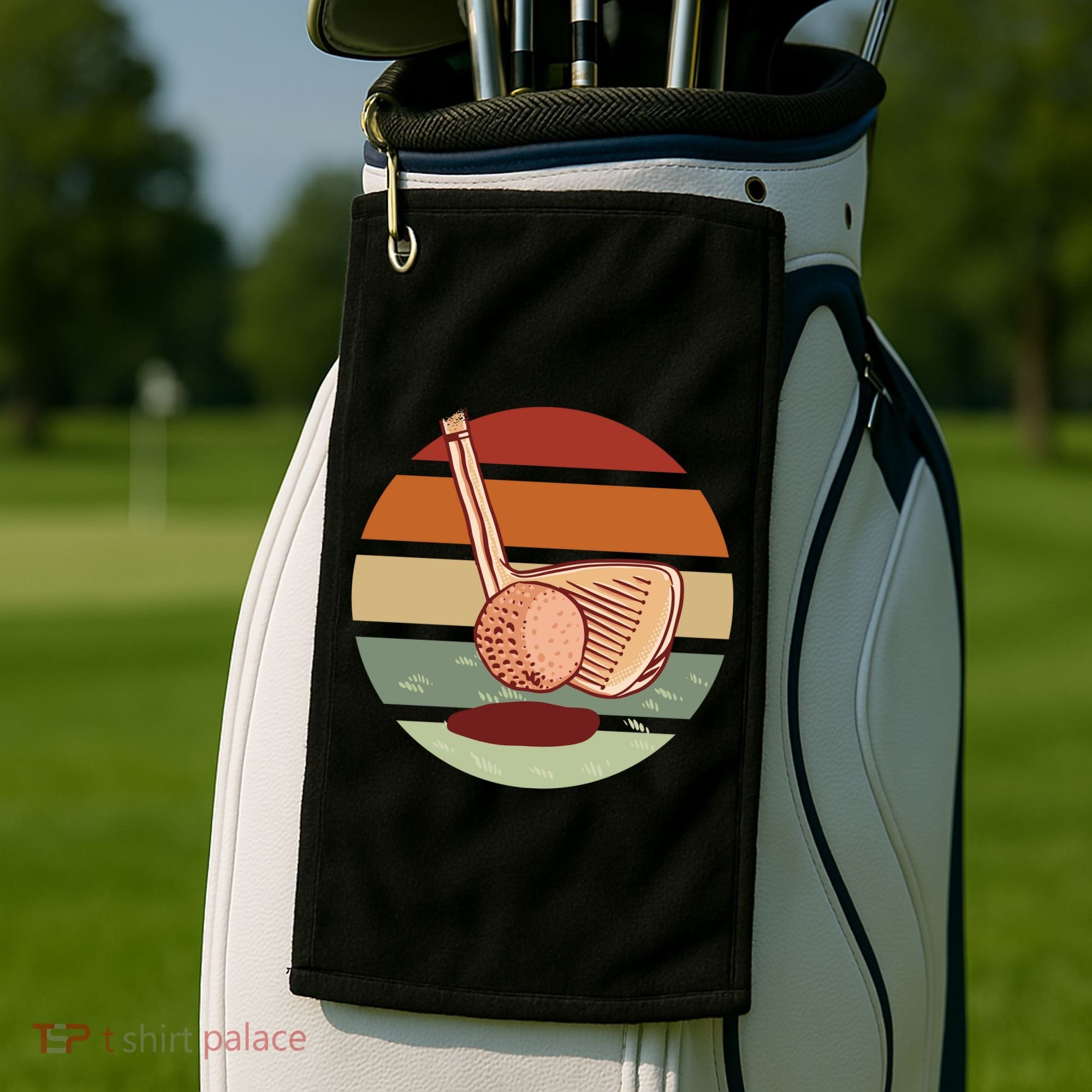 Golf Sunset Retro Golf Towel