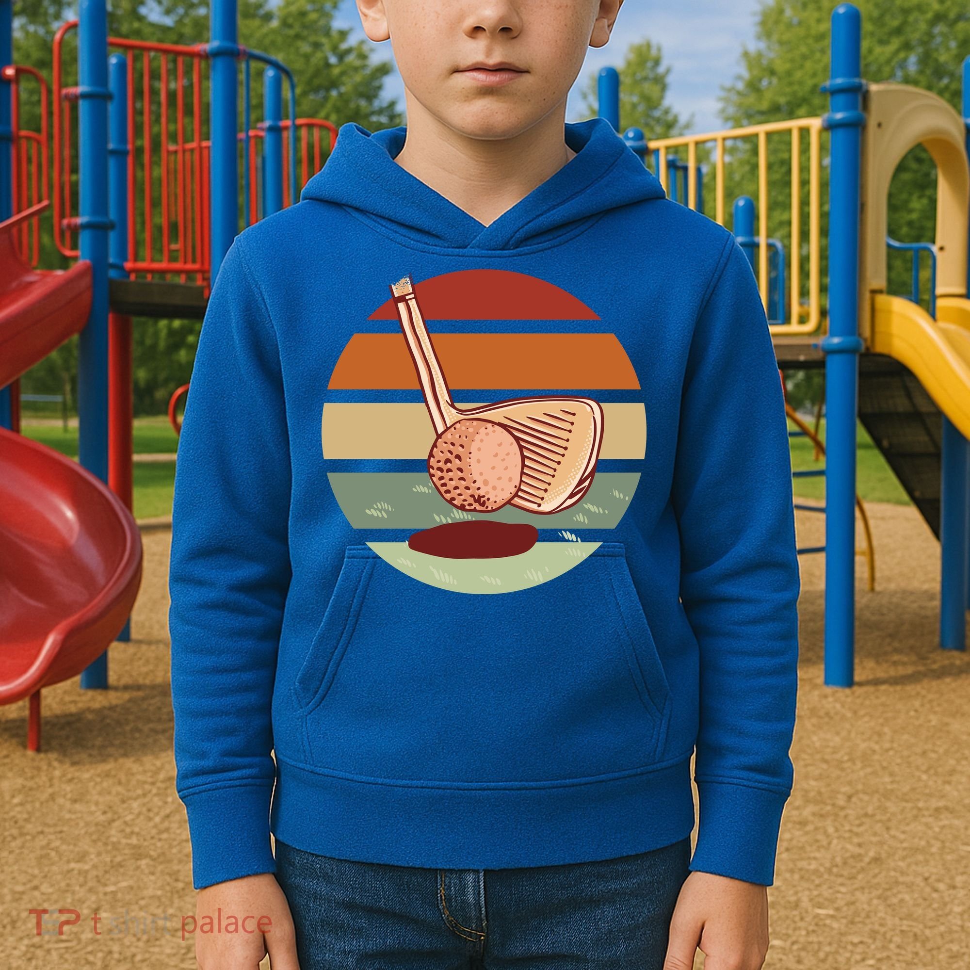 Golf Sunset Retro Kids Hoodie